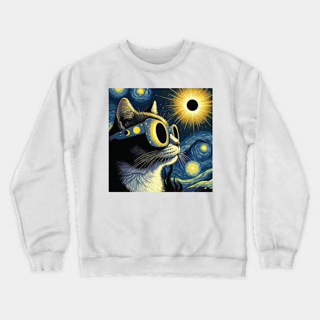 Total Eclipse 2024 Cat Crewneck Sweatshirt by Sabahmd